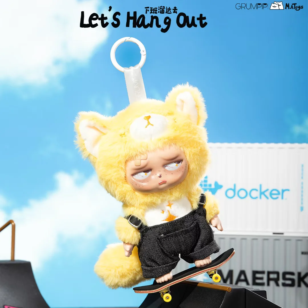 Grumpipi M.Atoys Let'S Hang Out Series Skateboard Fox Vinyl Face Plush Doll Stuffed Collectible Art Toy Customized Birthday Gift