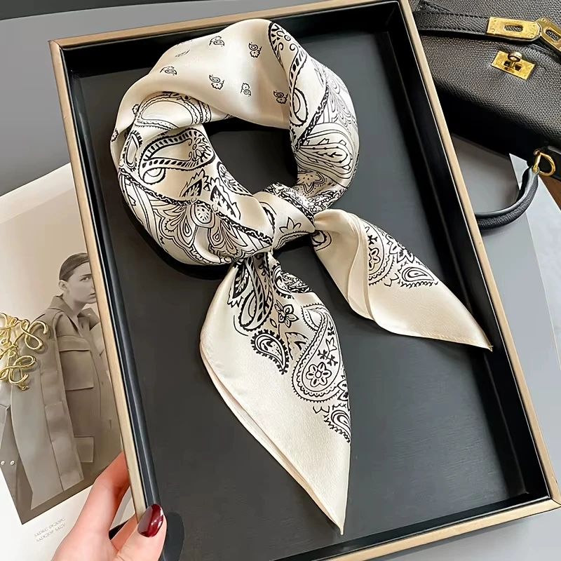 Mode Paisley Print Seide Haarbänder Schal Frauen 2025, Neue Elegante Bandana Halstuch Kopf Bands Foulard Weibliche Schals – Detail 10