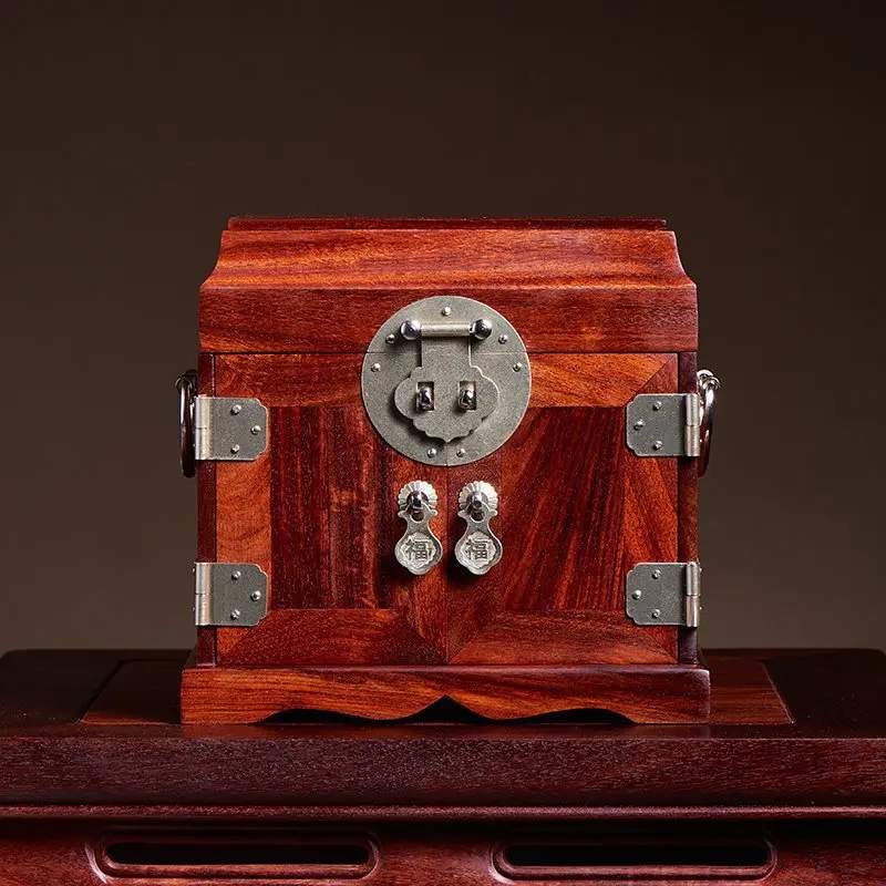 Jewelry storage box Large capacity solid wood multi-layer jewelry official suitcase Classical makeup box style