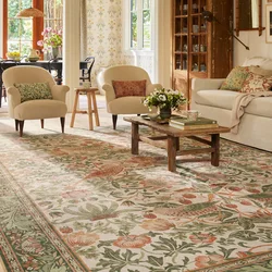 Carpet for Living Room Machine Washable Non-slip Floor Mat Home Decoration Vintage Floral Rug Soft Comfortable Ковер В Гостиную