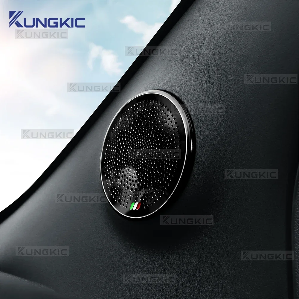 For Abarth 595 595C 695 695C 2012-2024 Fiat 500 500C 2008-24 500E 12-19 Car Stainless Steel Italian A-Pillar Audio Speaker Trim