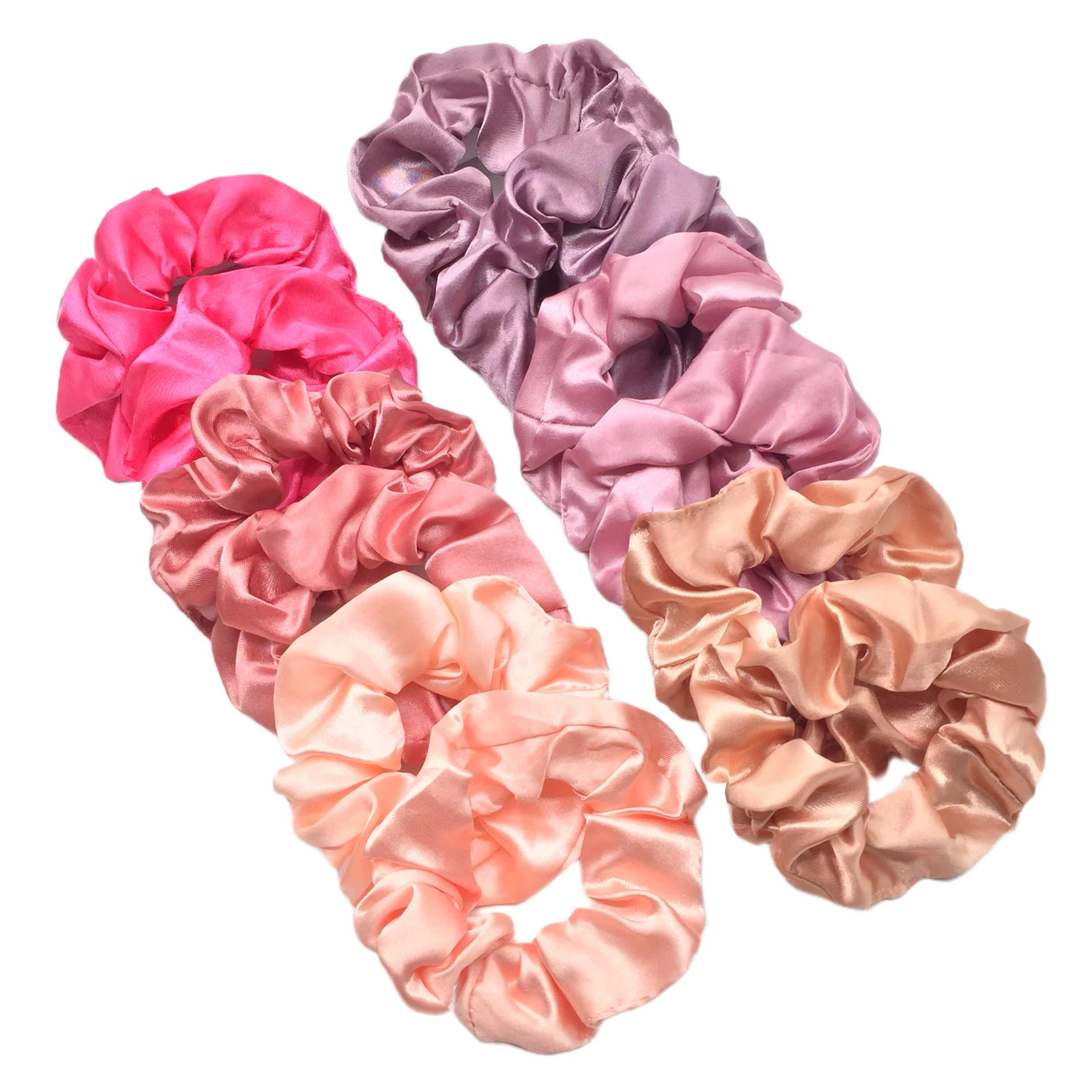 12pcs Satin Fabric Sausage Loop Hair Rings Set, Solid Colour