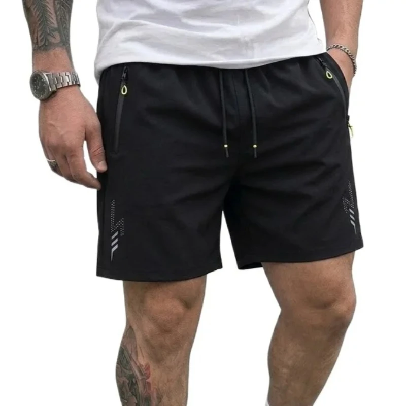 Lightweight Fitness Shorts Man Quick Dry Hawaiian Beach Zipper Pocket Shorts for Men Loose Workwear Summer Men's Swimsuit Shorts