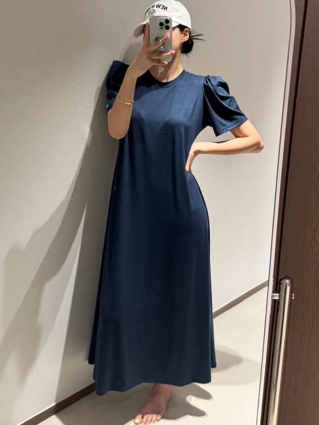 Bubble décontracté Sve Dr femmes été ort Sve ample minceur couleur polyvalent T-shirt Long Dr H-Line Polyester