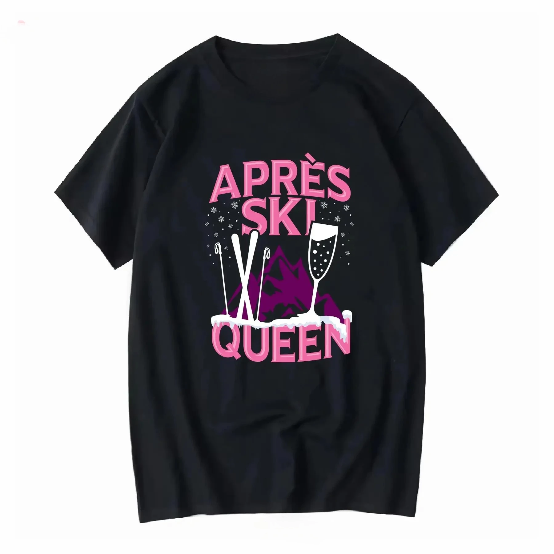 재미있는 아프레 스키 스키 겨울 스포츠 파티 여성용 크루넥 티셔츠 긴 소매 빈티지 워싱 통기성