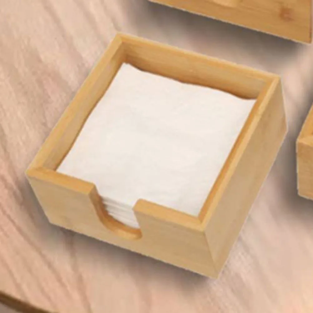 

2pcs Bamboo Tissue Square Vintage Household Napkin Storage Cases Tissue Paper Box Paper Towel Dispenser Decor
