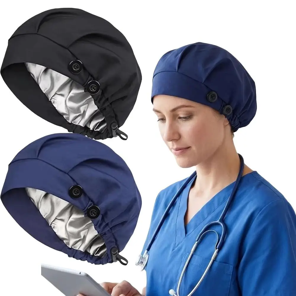 High Elastic Stretch Operating Room Work Hat HeadCover Double Layer Double Layer Turban Hat Cotton Adjustable Nurse Cap