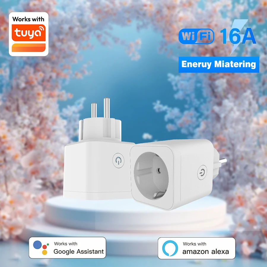 

Tuya WiFi Smart Socket With 16A European Plug - Voice Control via Alexa & Google Home, App Remote Access, Timer, Energy Monitori