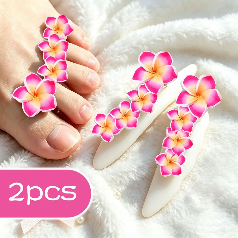 2PCS Flower Toe Separators Pearl Anti Sticking Toe Spacers for Nail Polish Soft Silicone Nail Painting Toe Splitter