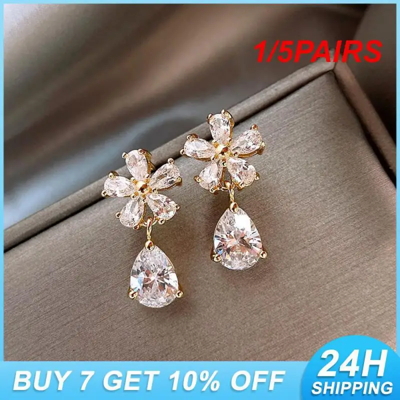 1/5PAIRS Sparkling Earrings Thin And Luxurious Fashion Earrings Fashion Accessories Popular Unique Light Luxury Temperament