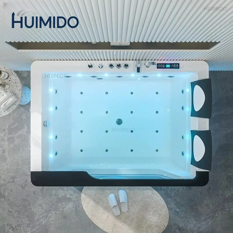 Modern 1.7m White Acrylic Freestanding Bathtub Eco-Friendly Drainer Massage Air Bubble Feature Hotel Bathroom Included
