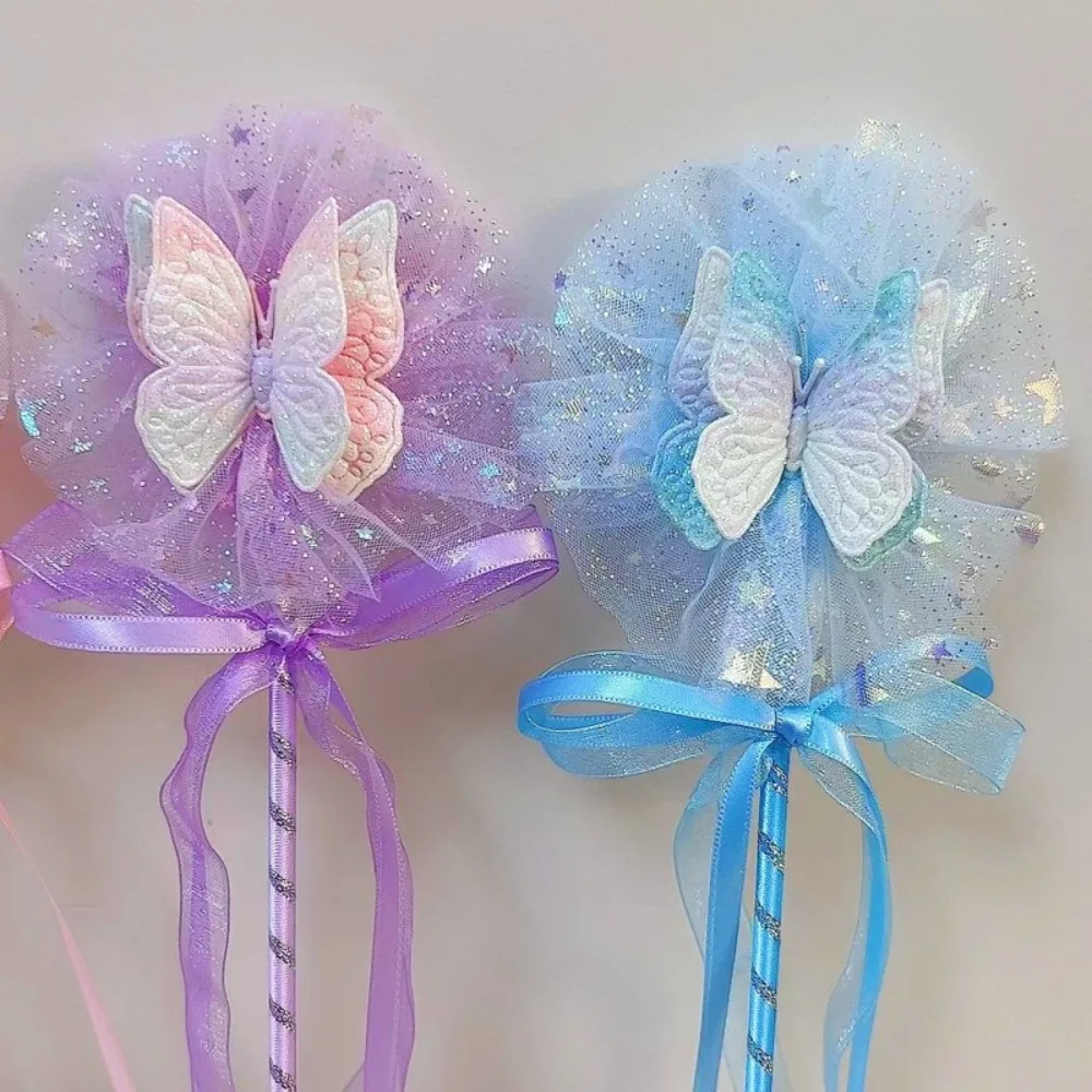 Varitas de hadas y mariposas bonitas de ensueño, varita para niñas, varita de princesa para juegos de rol, varita colorida para niños, accesorios de Cosplay