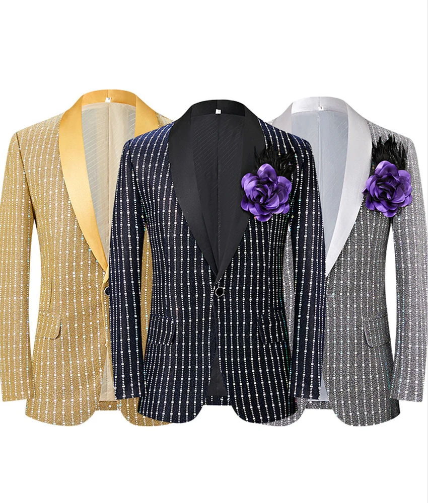 

Exquisite Shiny sequin men's suit, stage performance suit, host runway fashion coat.High Quality Celebrity Gowns prom dresses