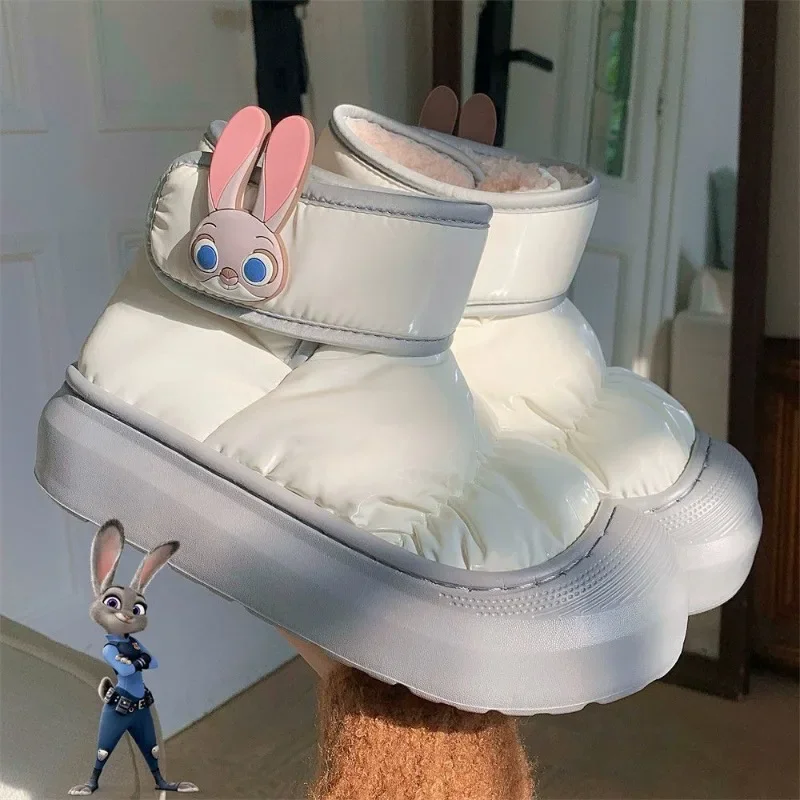 Disney Judy Hopps Nick Wilde Cartoon Cute Creative Waterproof Snow Boots Personalized Anime Movie Kawaii Thickened Cotton Shoes