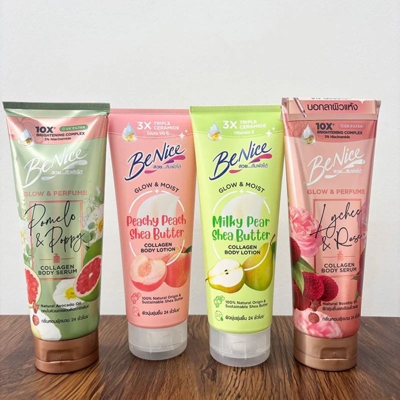 Benice Body Lotion 170ml, Lychee Rose & Grapefruit Peach Scent, Brightening & Hydrating, Refreshing Non-Greasy, Thailand
