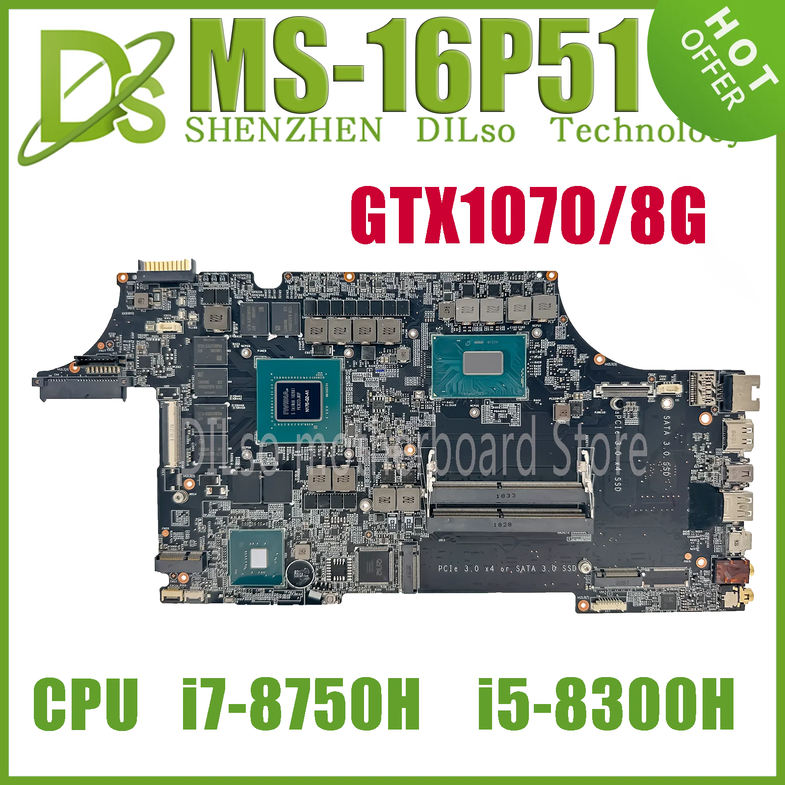 KEFU MS-16P51 Notebook Mainboard For MSI MS-16P5 GE63 Laptop Motherboard W/i5-8300H i7-8750H E1-2167M GTX1050Ti 1060 1070 P3200