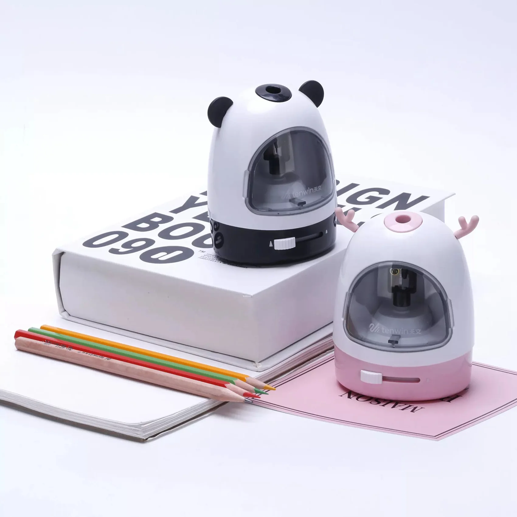 براية أقلام رصاص كهربائية بعشرة مرابح للطلاب ، براية أقلام كرتون ، أدوات مكتبية آلية ، مستلزمات مدرسية ، أسود وأحمر