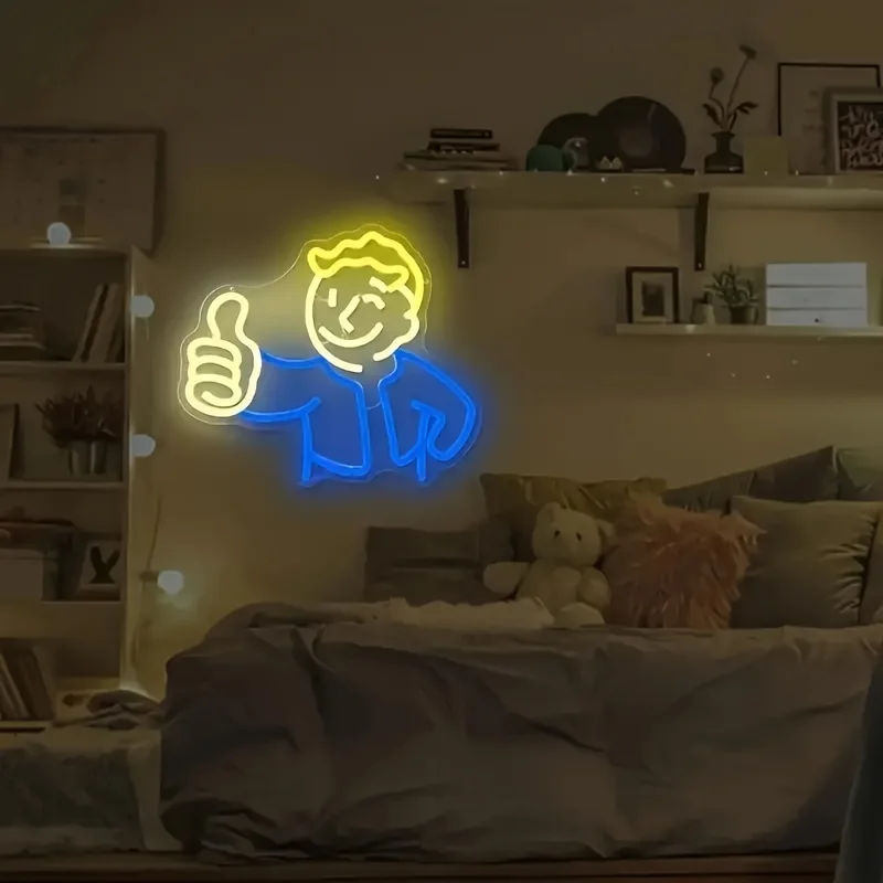 Insegna al neon a LED Vault Boy - Decorazione da parete a LED da gioco multicolore silenziosa Dropshipping Luce notturna regalo di compleanno per adolescenti per bambini