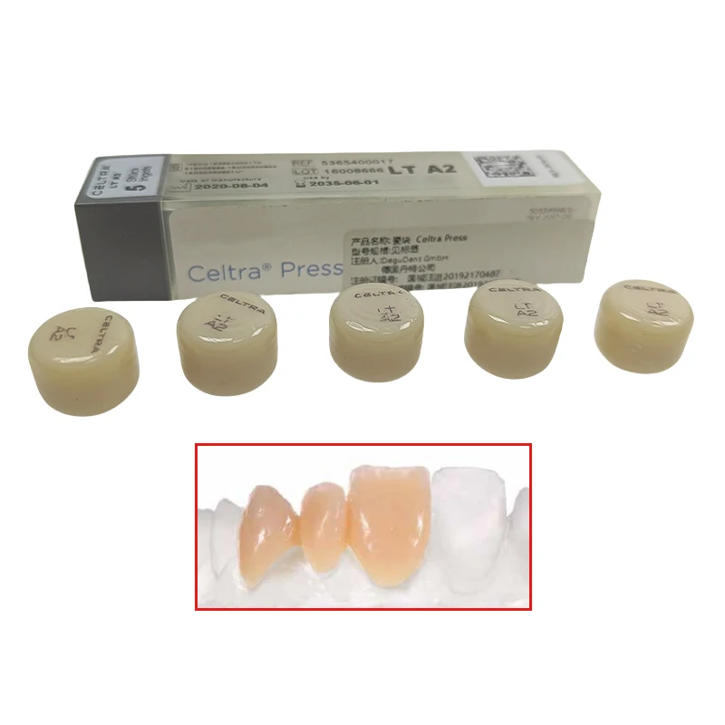 

5Pcs/Box Sirona Dental Lab Celtra Press Ingots High-strength Zirconia-Reinforced Lithium Silicate Material Glass Ceramic Ingots