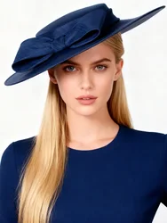 FS Wide Brim Fascinators Hats Black Bowknot Kentucky Derby Hat For Women Summer Sunshade Tea Party Wedding Cap Sombreros Mujer