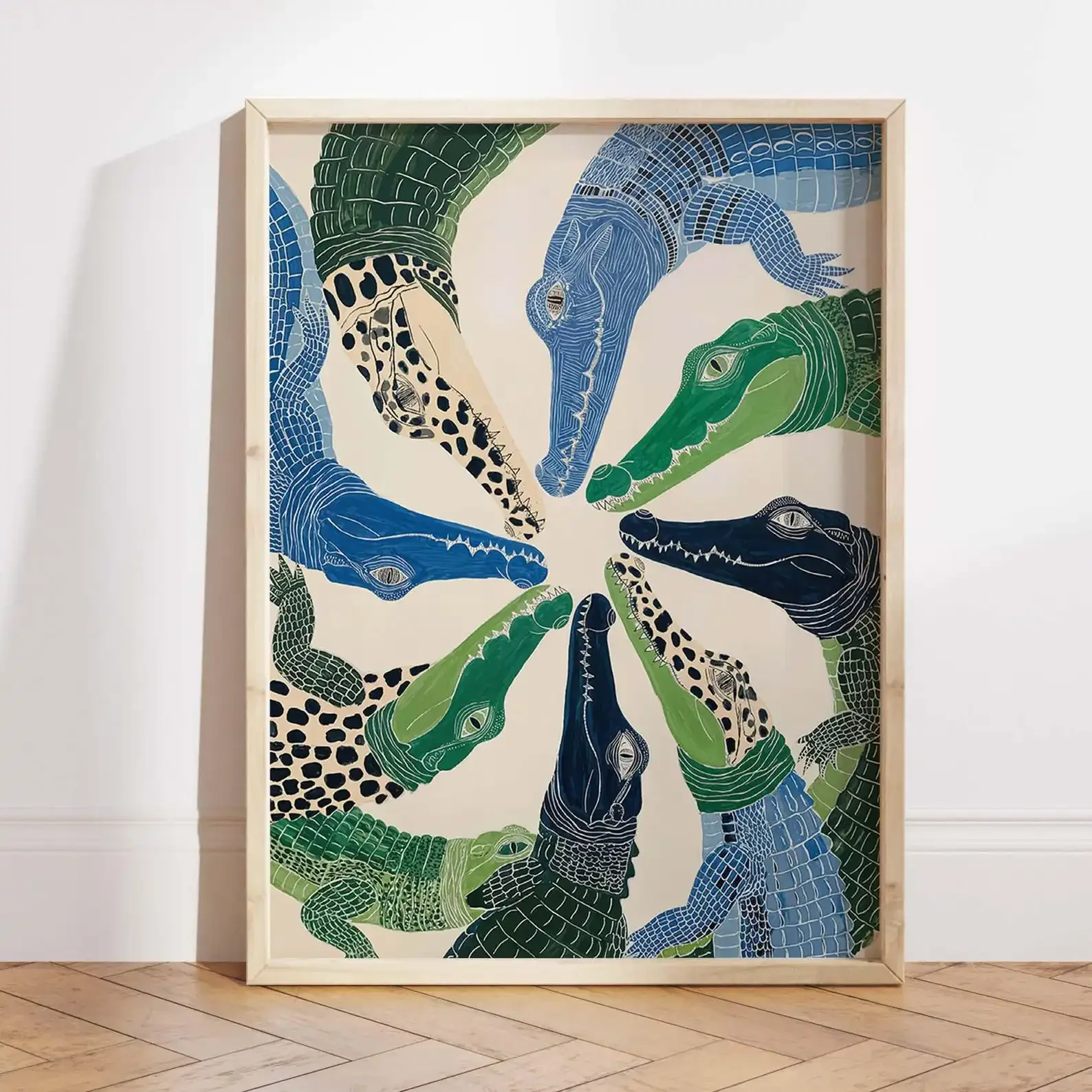 Multiple sizes 1pc frameless Canvas Painting,Retro Abstract Crocodile Canvas Wall Art Print Frameless Alligator Canvas Poster fo