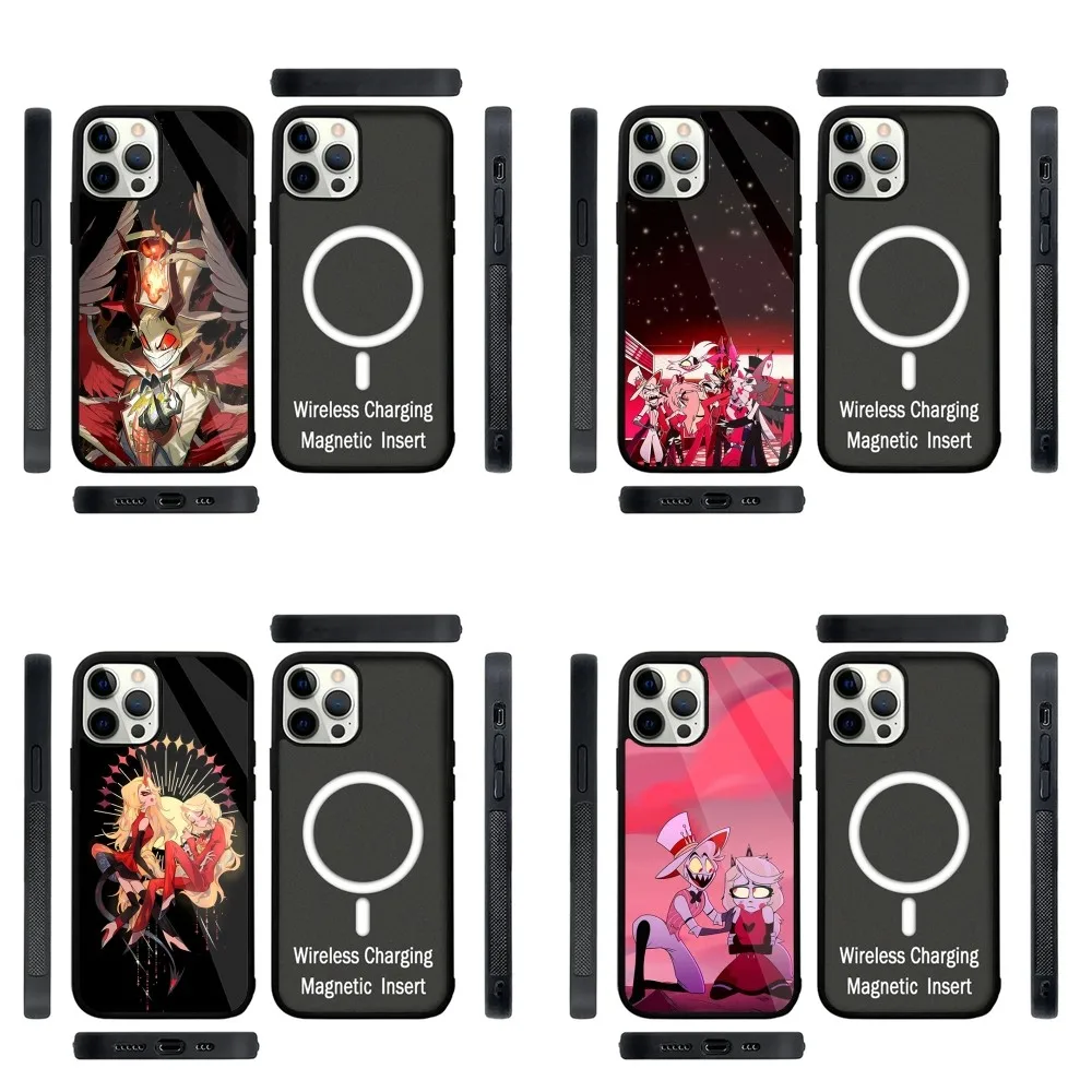 Cartoon H-Hazbin Hotel Phone Case Strong Magnetic For IPhone 15,14,13,Pro,Max,Plus,11,12,Mini For Magsafe Wireless Charging