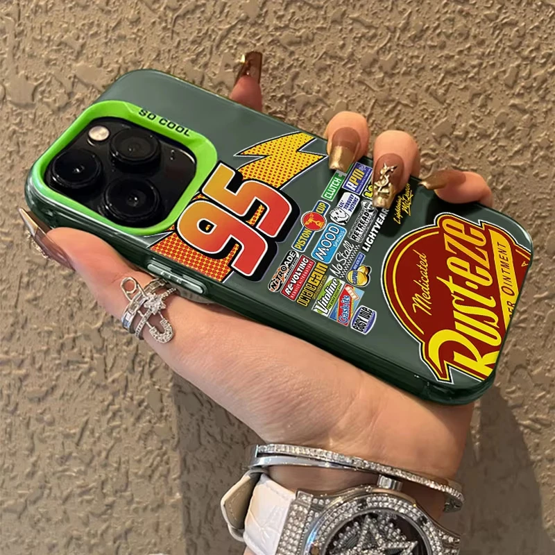 Lightning McQueen 95 Cars Plating Case for iPhone 17 13 14 16 15 12 11 Pro Max XS X XR 8 7 Plus  Shockproof Matte Hard Cover - náhled 6