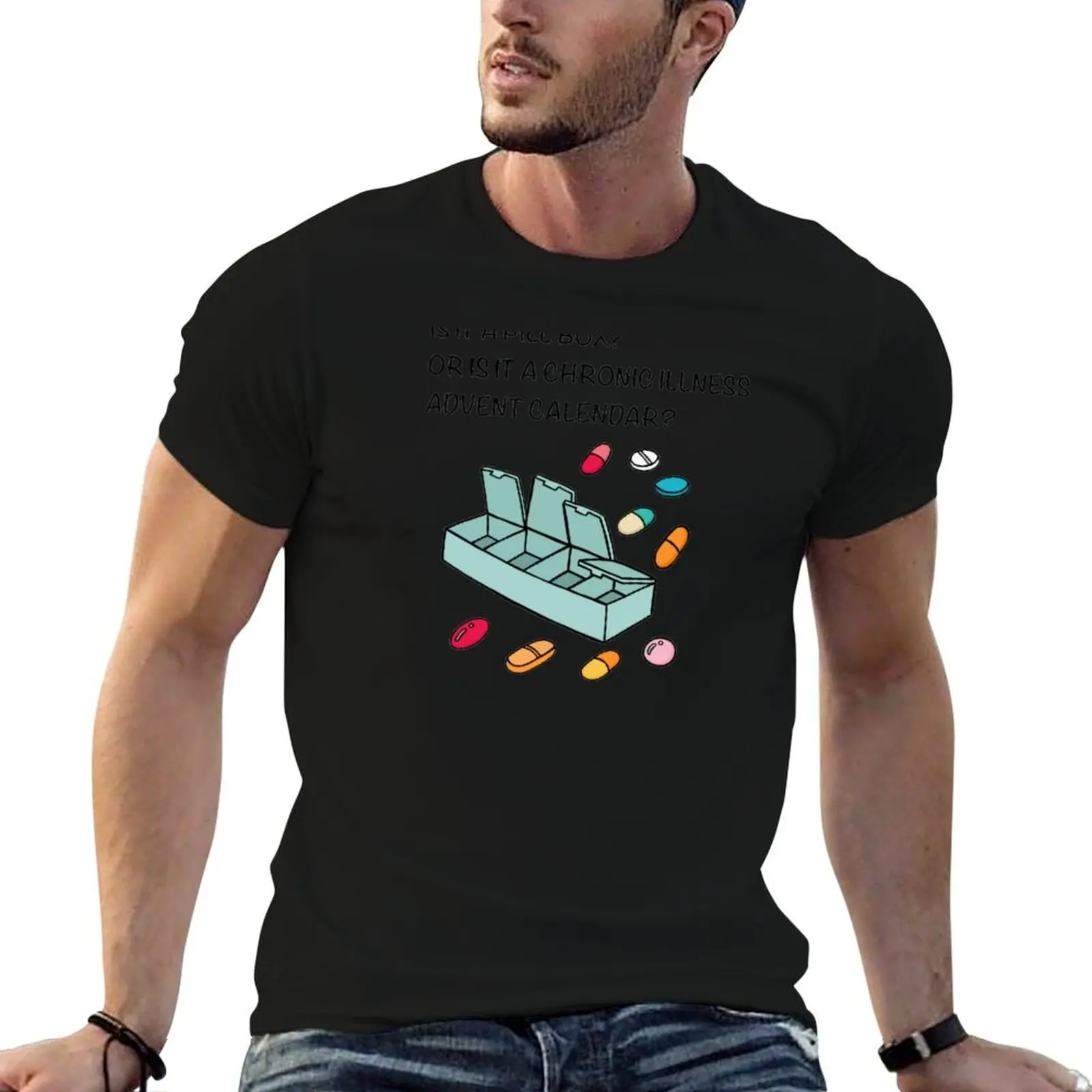 

Is it a Pill Boxor is it a Chronic Illnesses Advent Calendar T-Shirt oversized graphic tee Blouse mens plain t shirts