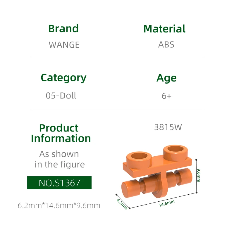 Wange 389 pièces/lot 3815W figurines bloc de taille Moc couleur accessoires compatibles avec brique bricolage pièces d'assemblage de jouets pour enfants