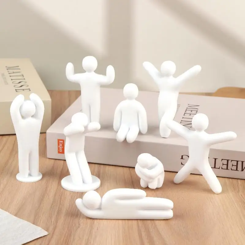 3/8Pcs 3D Printed Human Figurine Ornament DIY Paintable Mini Human Figure Statue Model For Desk Decorative Display Toys