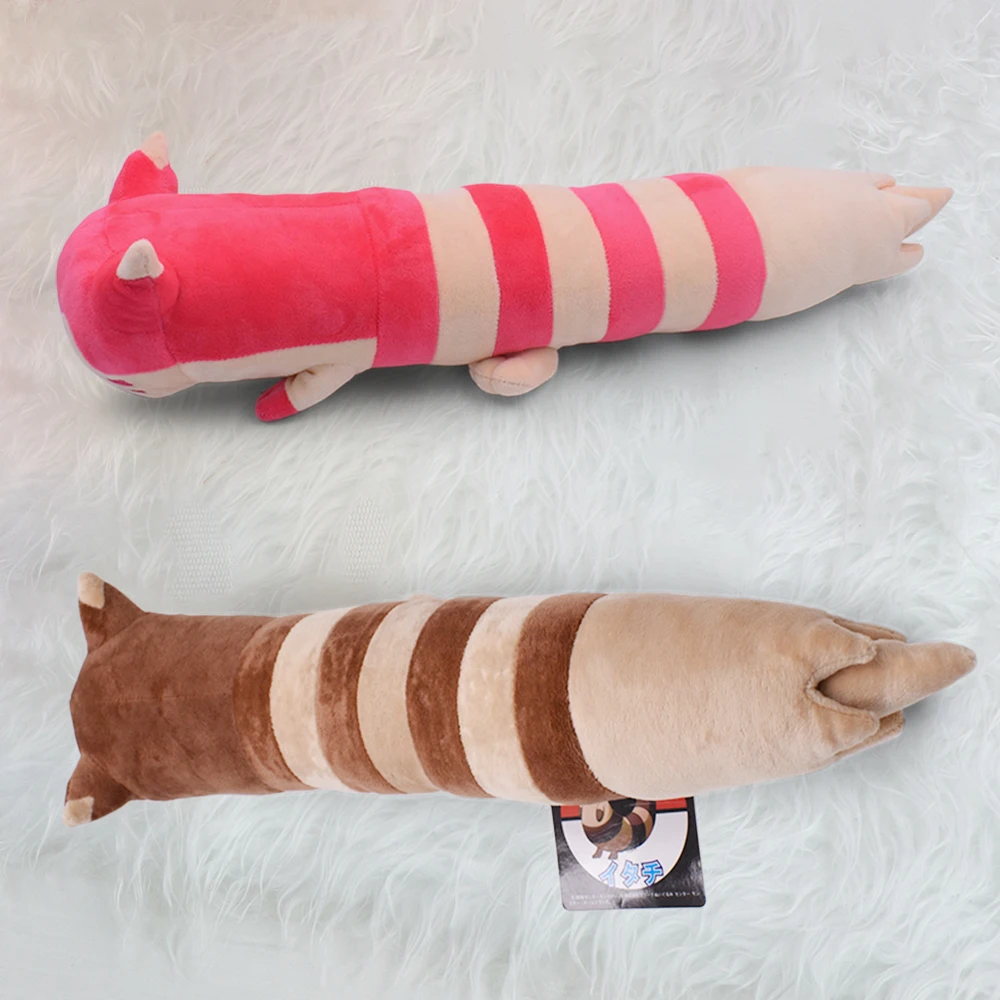 Mainan mewah Pokemon Furret baru boneka Furret lucu cokelat merah muda mengkilap bantal leher lunak U Shanpe hadiah ulang tahun berkualitas tinggi