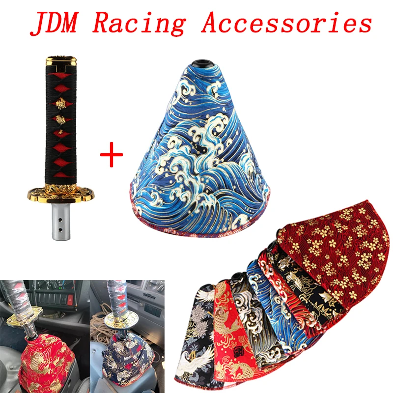 Universal Accessories 150MM Katana Samurai Sword Shift Knob Shifter Fashion JDM Canvas Gear Shift Knob Boot Cover With Adapters