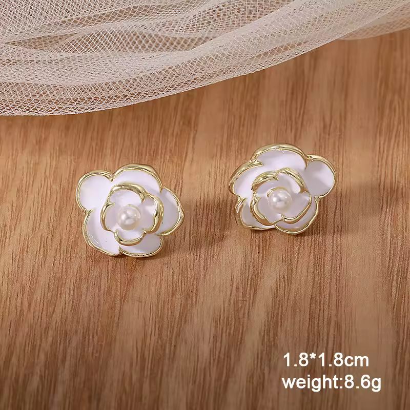 Pure White Women's Dangle Earrings Blooming Flower Acrylic Enamel Butterfly Imitation Pearl Heart Hanging Earrings Elegant brinc - Image 43