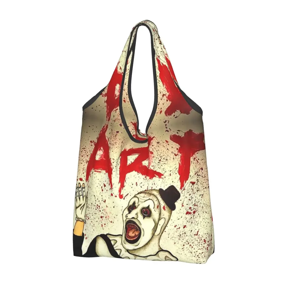 Terrifier Art The Clown Portable Tote Shopping Bags Foldable Shopper Bag Grocery Handbag Shoulder Bag