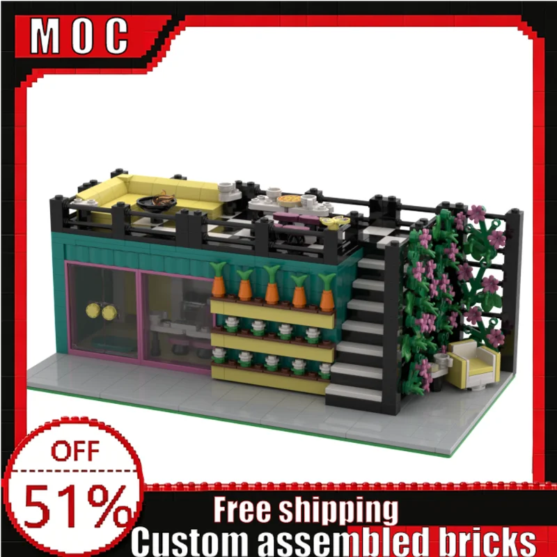 

954 Parts Modern Container House Model Building Blocks Boys Custom DIY Educational Assembly Toy Creative Birthday Display Gifts