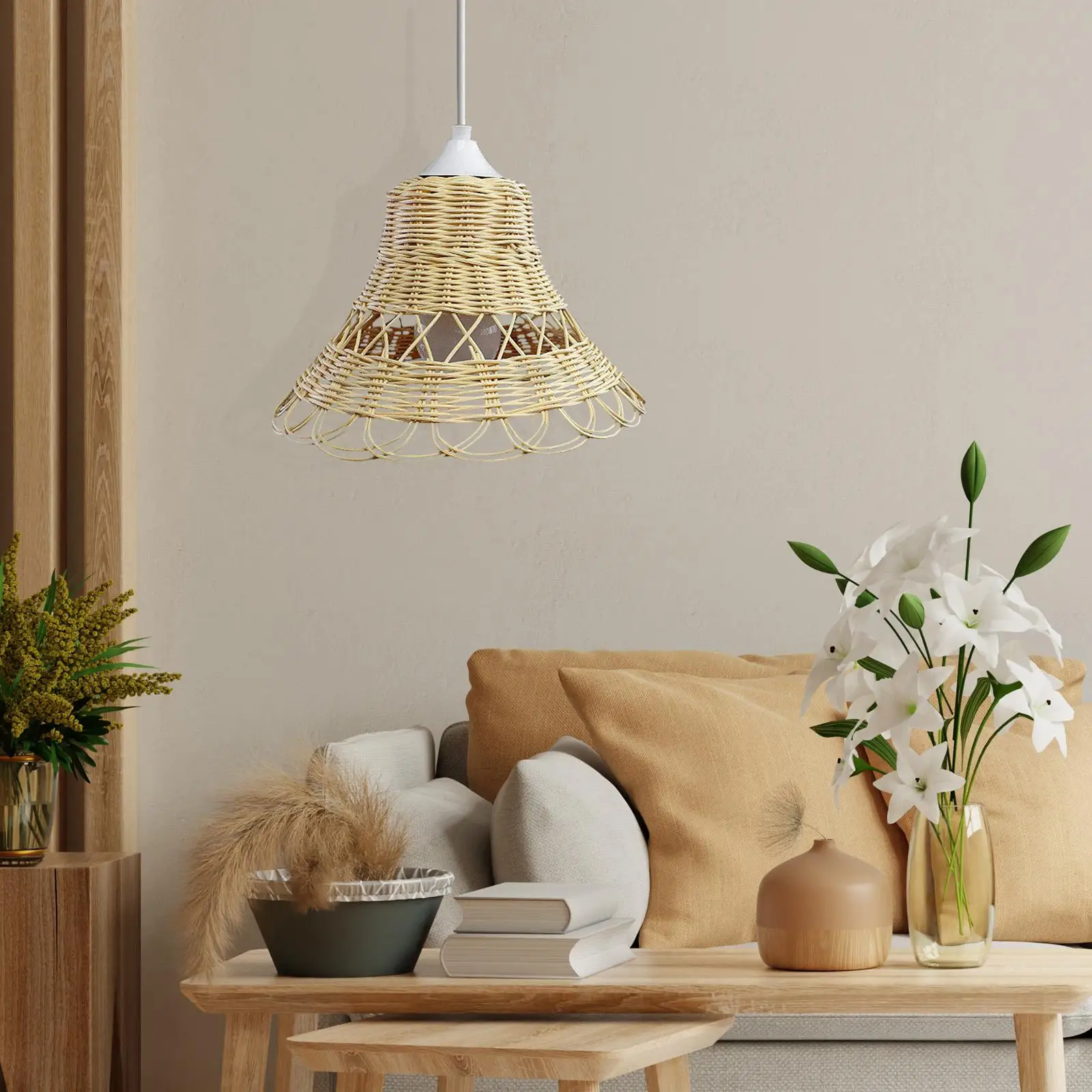 Rattan Lamp Shade Pendant Sconce Shade Handwoven Rattan Lampshade for Pendant Light Chandelier Wall Lamp Floor Lamp Kitchen