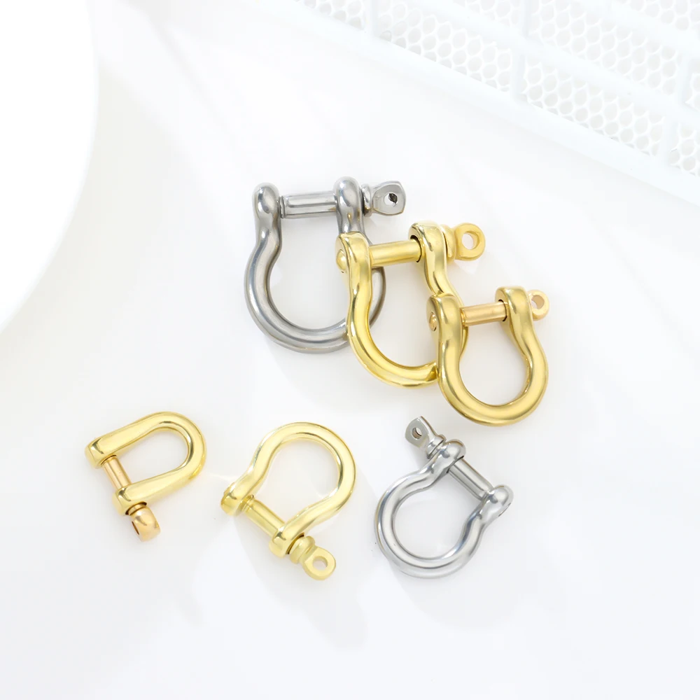 6 Sizes Shackle Fob Screw Joint Connector Solid Brass Carabiner Key Ring Keychain Hook D Bow Staples