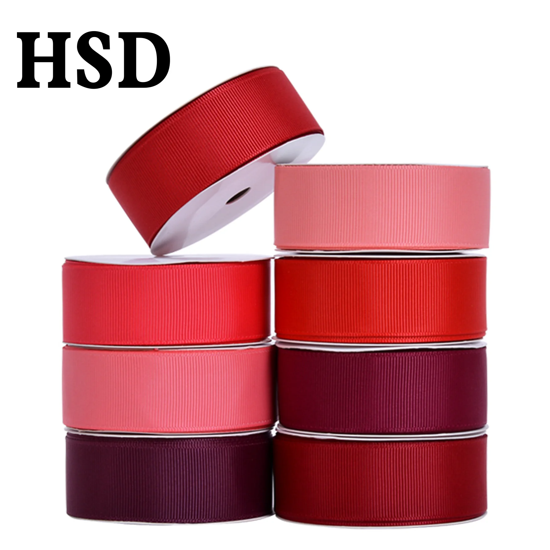 HSDRIBBON 9MM 16MM 22MM 38MM 75MM Solid Red Wine Pink Grosgrain Ribbon 100Yards/Roll