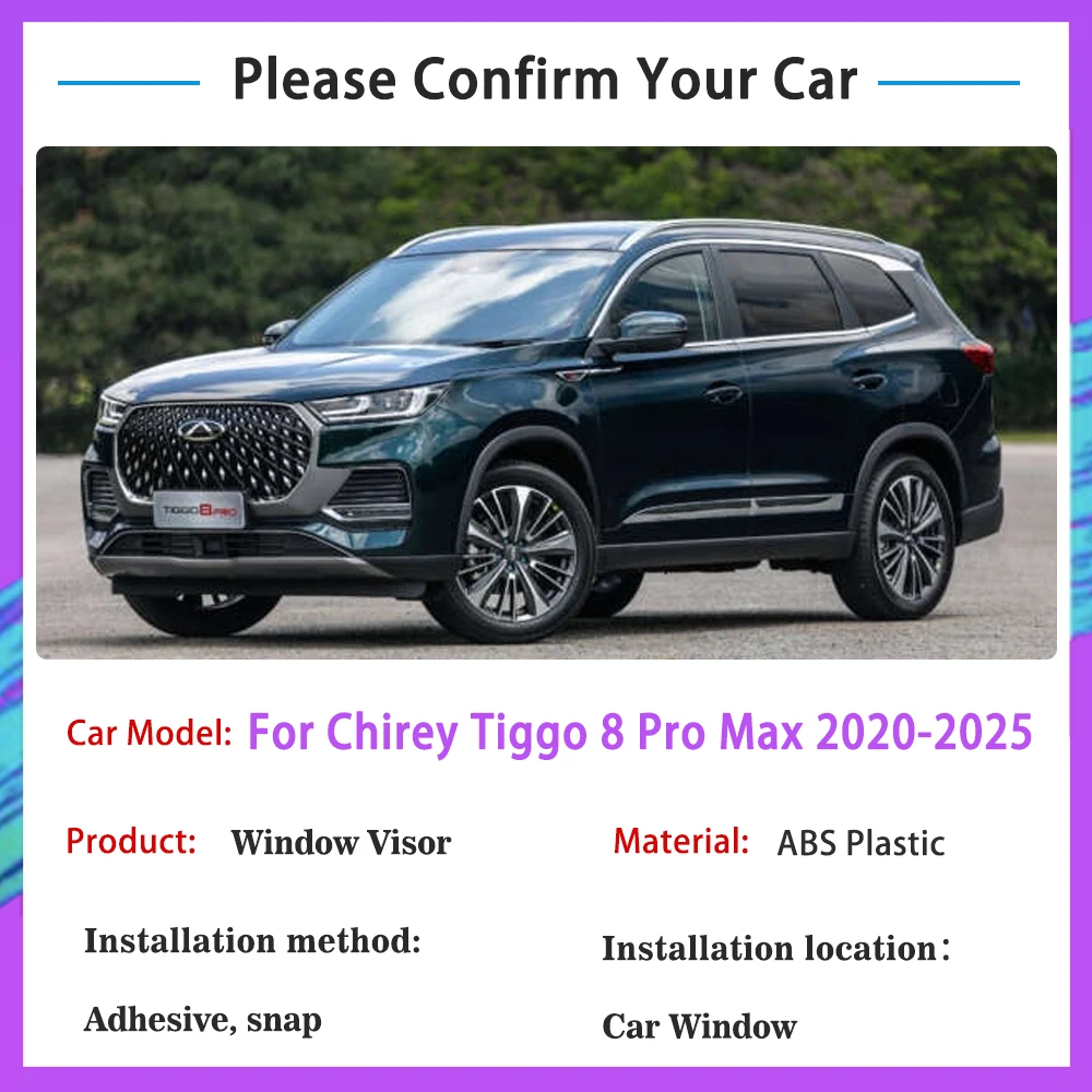 Window Visors For Fownix Chery Chirey Tiggo 8 Pro Max 2020~2025 Waterproof Rain Guard Deflector Windshields Car Accessories 2023