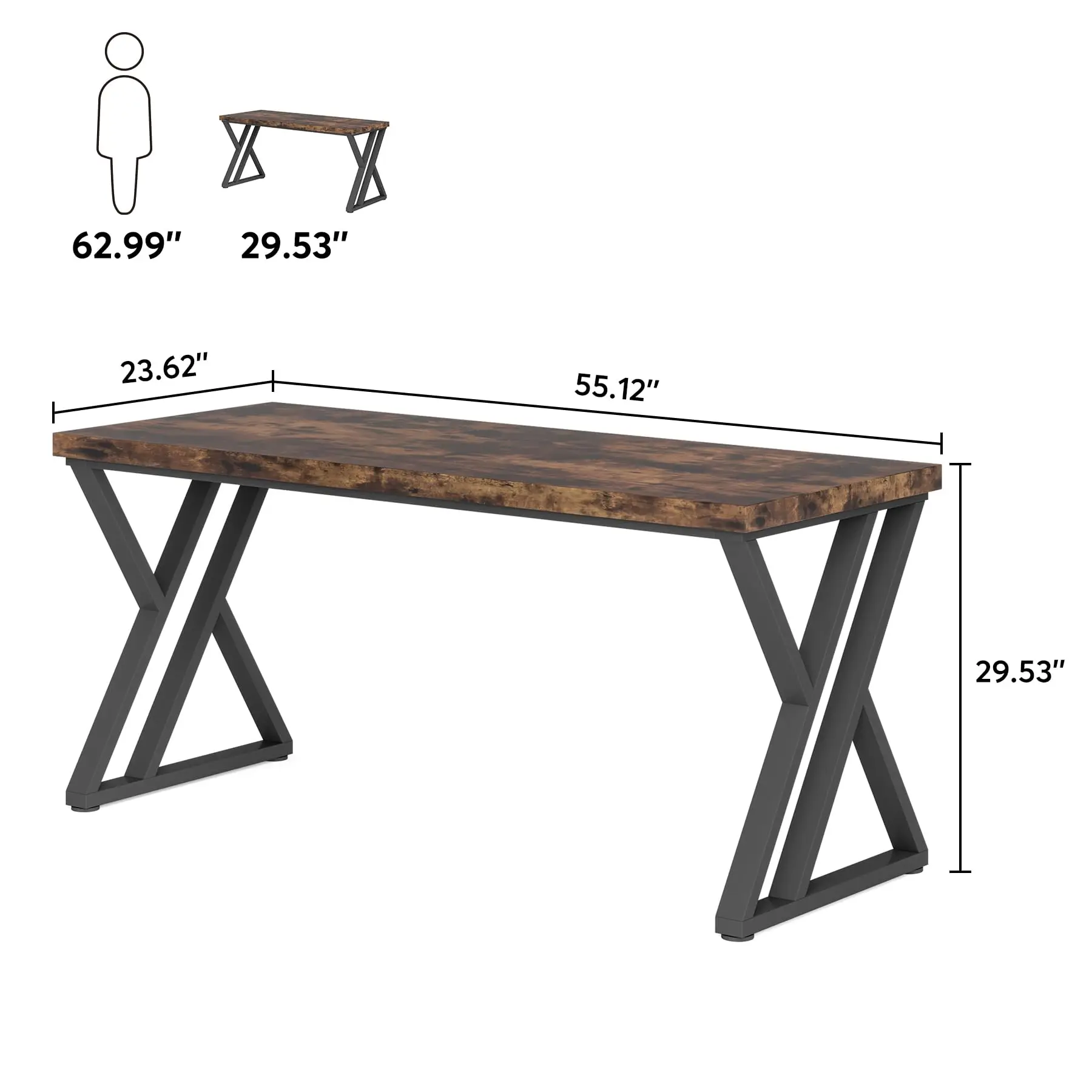 Tribesigns Writing Computer Desk, 55 inch Heavy Duty Study Desk with Z-Shaped Metal Leg, Modern Simple Home Office Computer Desk