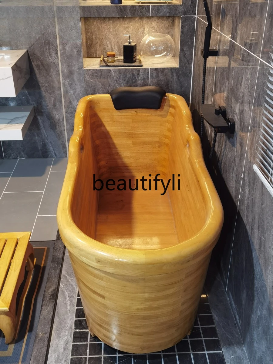 High-end oak bucket bath bucket wooden bathtub thickened