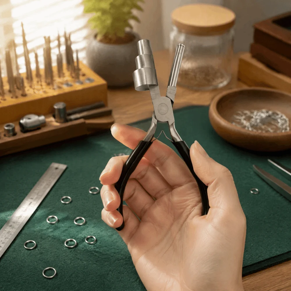 Stainless Steel Bail Making Pliers Multifunctional Multi-Size Jewelry Pliers 3 Barrels Nylon Jaws Large Wire Looping Pliers
