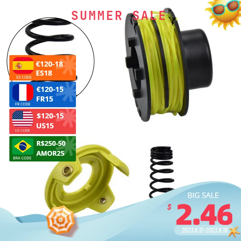 

1set Trimmer Spool Line With Spring Replacement Cover Spring For RAC118 RLT3525S Grass Cutter Garden Tool Accessories