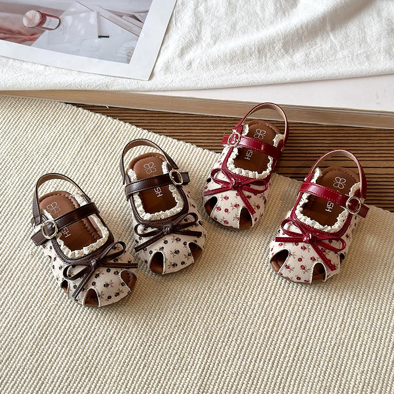 Girls Sandals Summer New Fashion Beach Shoes Baby Shoes Versatile Butterfly Knot Princess Shoes Comfortable Breathable Slip-On