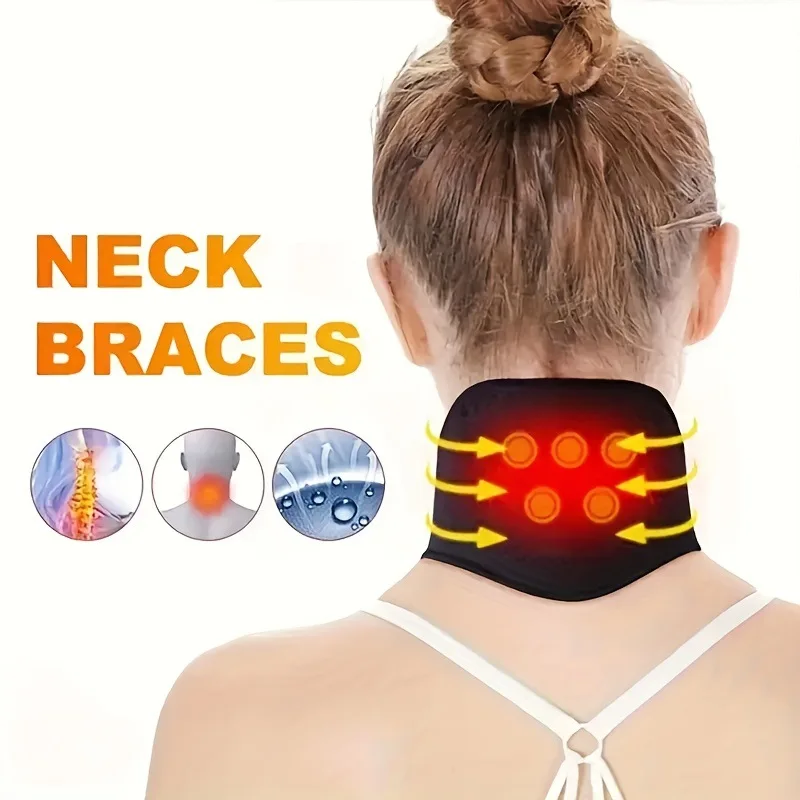 Self-Heating Neck Support Braces for Neck Pain Relief Stiffness 360 Degree Protection Adjustable Velcro Magnetic Relief Belt