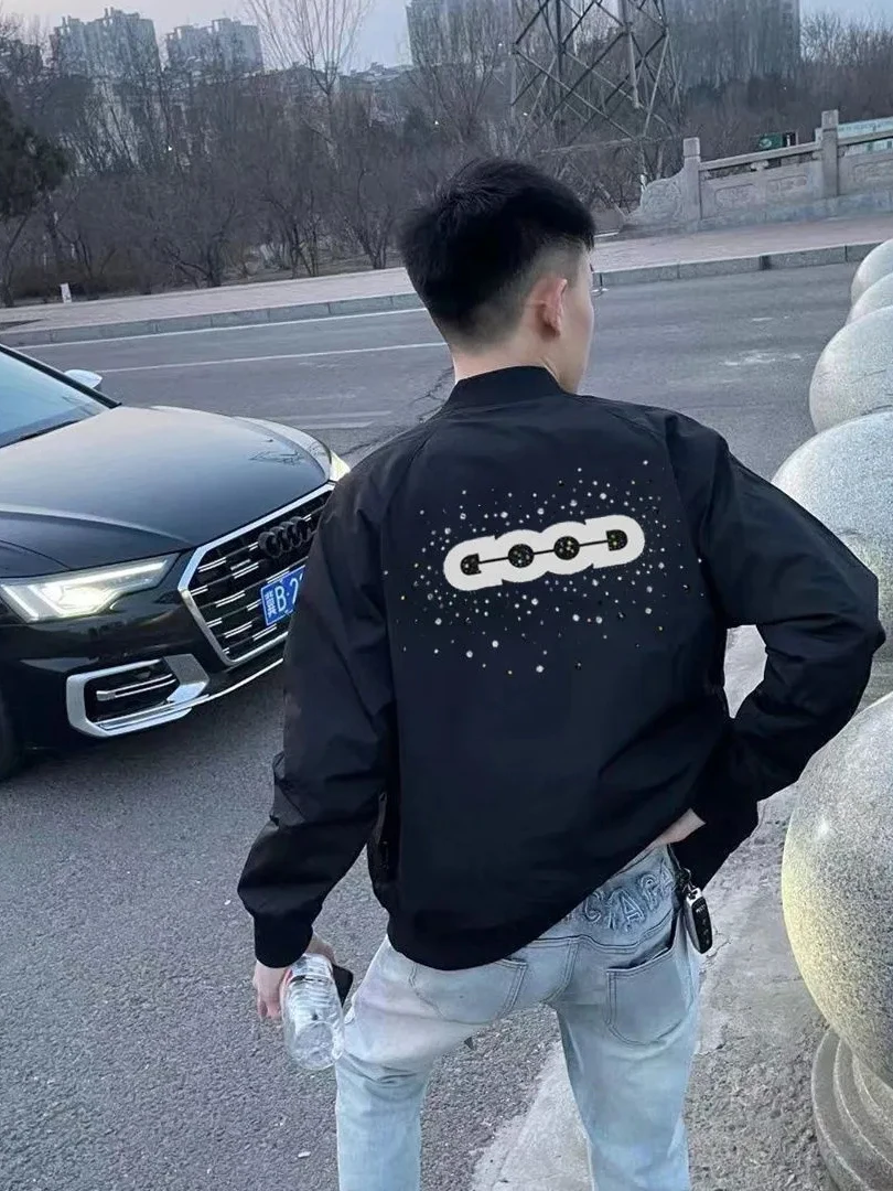 

Модная приталенная бейсбольная куртка для мужчин со стразами по исправлению, легкая роскошная брендовая верхняя одежда для пар, осенняя мода