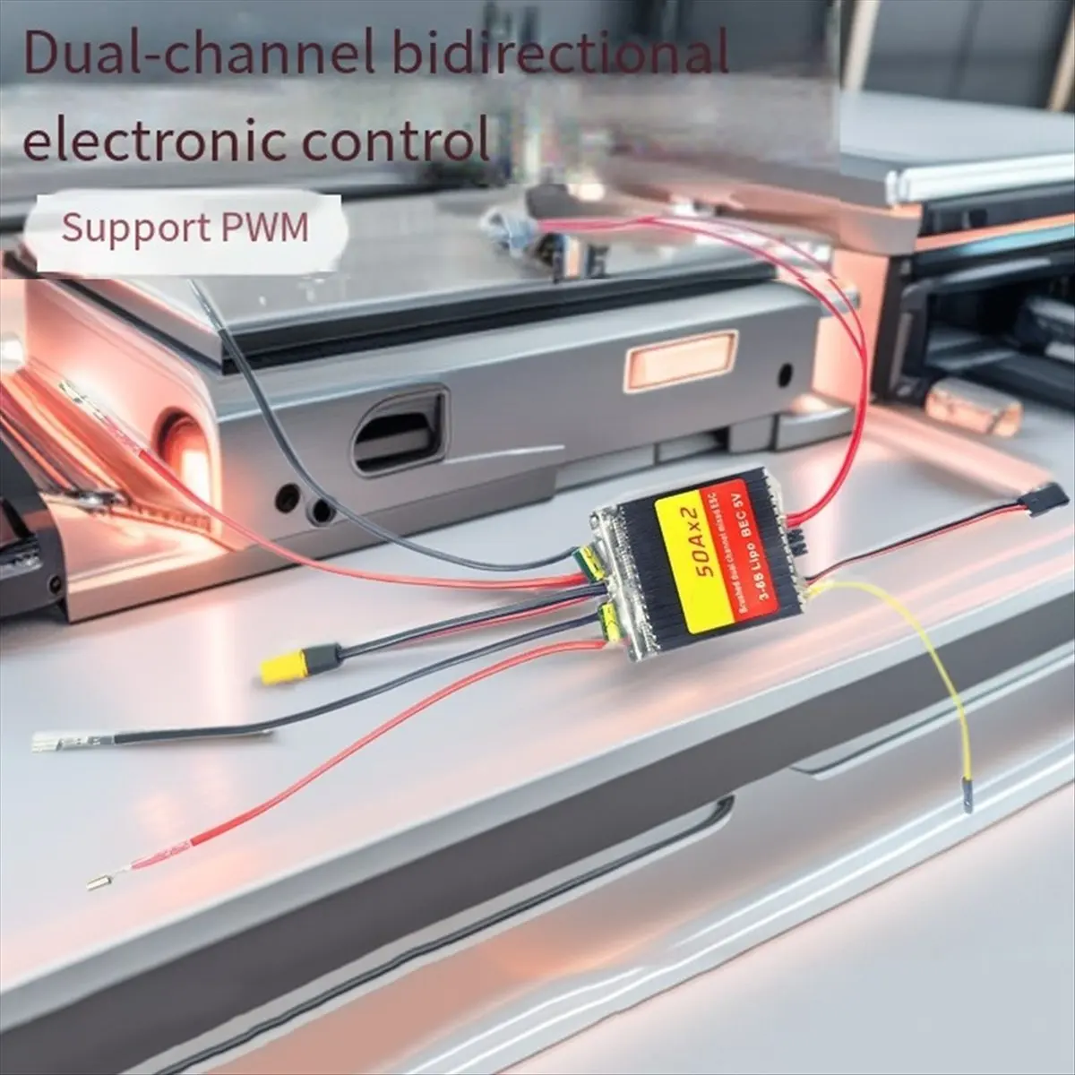 《Factory Direct》50A Dual-Channel Bidirectional Brushed Electric PWM Signal for Remote Control Cars Boats Tracked Vehicles Etc