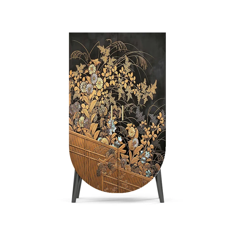 

Chinese Classical Light Luxury Art Solid Wood Double-Door Installation-Free Storage Cabinet