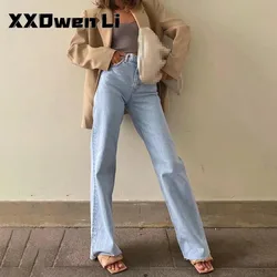 Wide Leg Pant Women Jeans Autumn Winter High Waist Slouchy Black Straight Leg Denim Trouser Fall 2023 Casual High Street Clothes