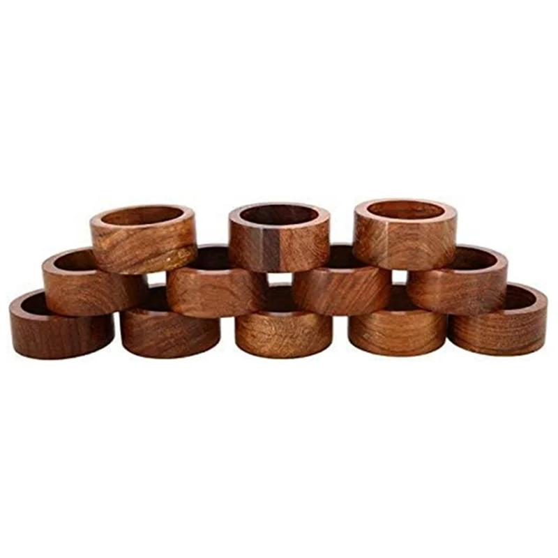 12Pcs Craft Wooden Napkin Ring for Weddings Dinner or Every Day Use Decoration Napkin Ring for Hotel Dining Gift